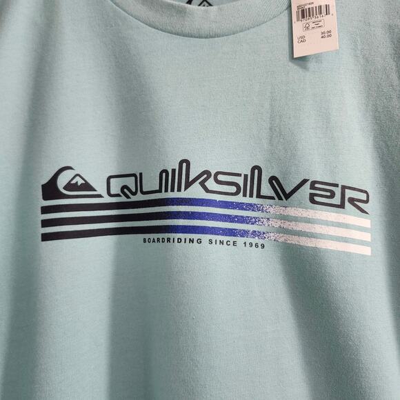 ❤️NWT❤️ Quiksilver Men's Light Blue Short Sleeve Tee - Picture 4 of 8